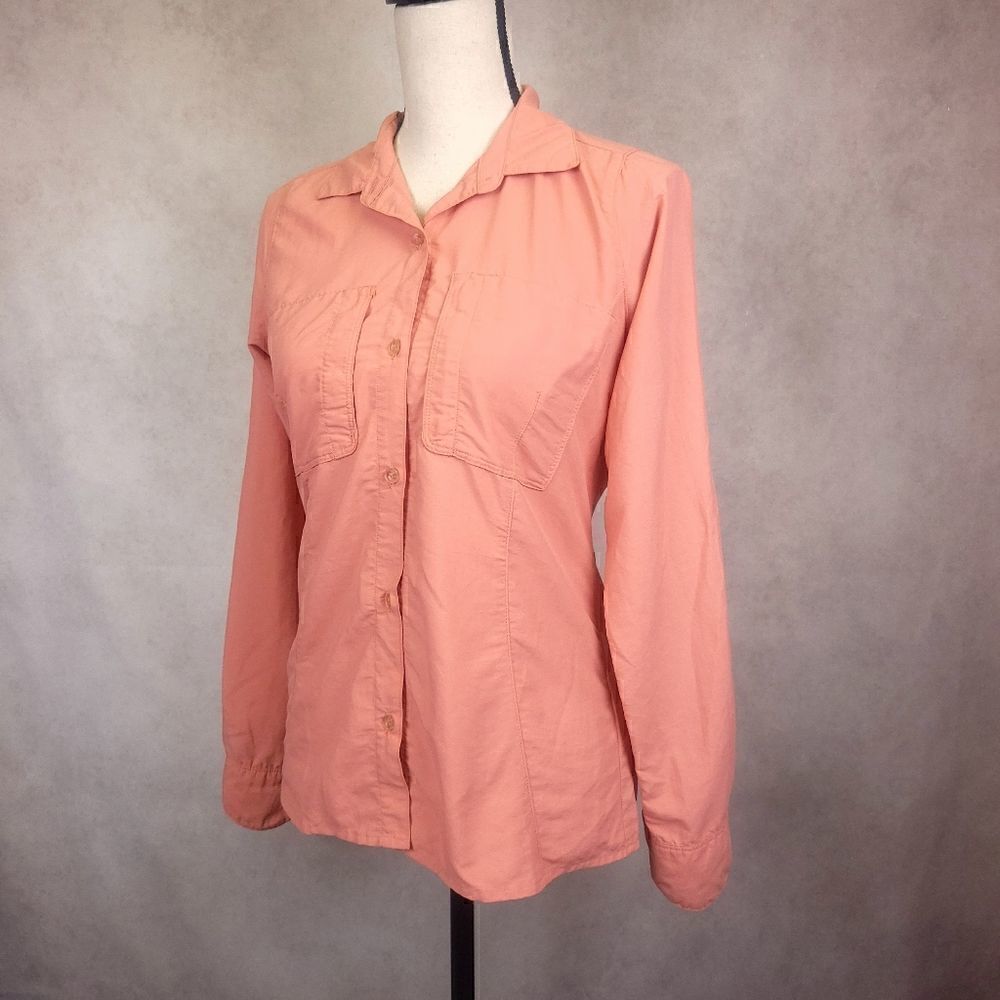 Royal Robbins Pink Salmon Long Roll Up Sleeves Button Down Casual Shirt Size XS